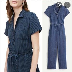 J. Crew Navy Pinstripe Jumpsuit